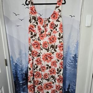 Old Navy Coral and Brown Floral Maxi Dress